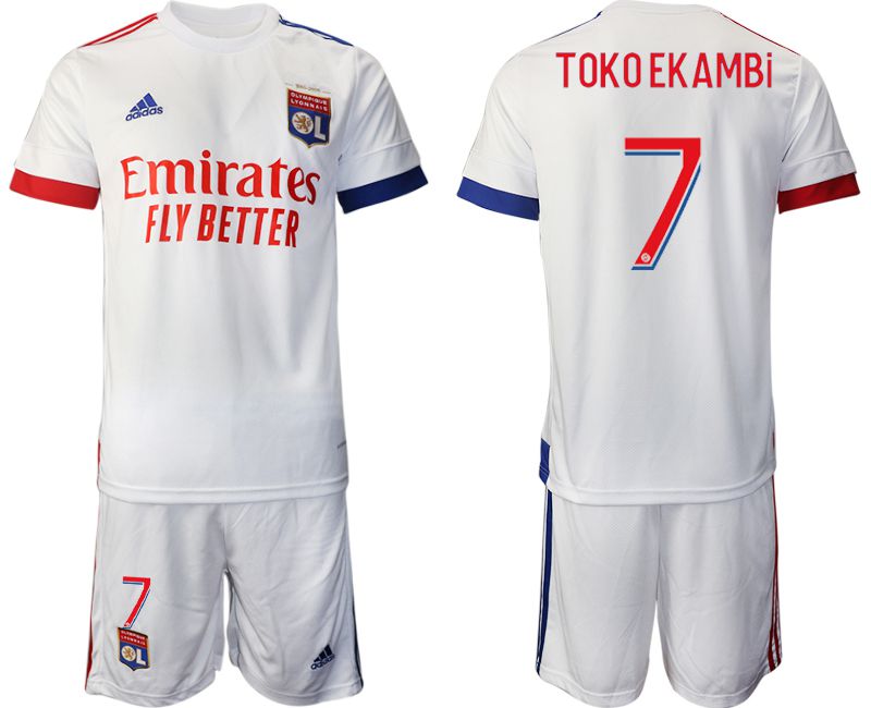 Men 2020-2021 club Lyon home #7 white Soccer Jerseys